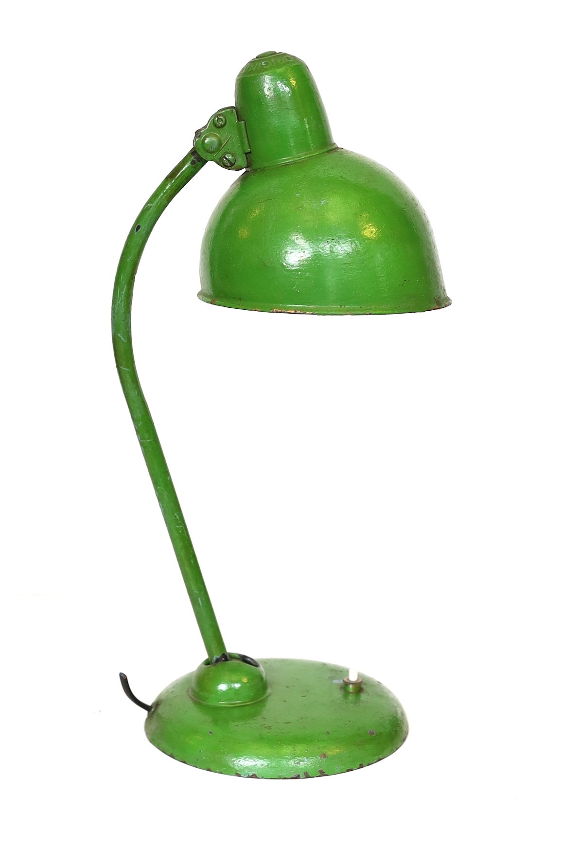 A 1930s Kaiser green enamelled metal desk lamp, height 45cm